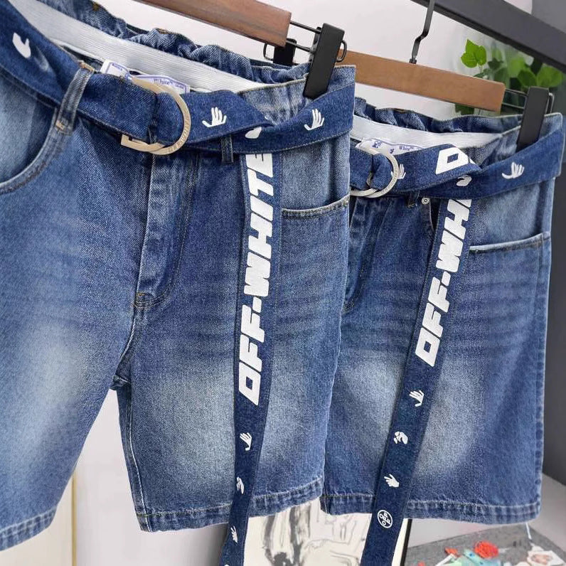 Off-White Lettering denim shorts#29
