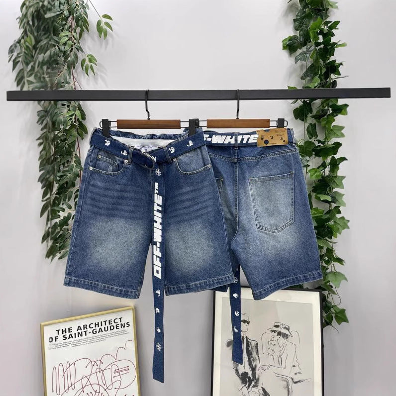 Off-White Lettering denim shorts#29
