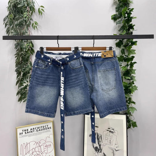 Off-White Lettering denim shorts#29