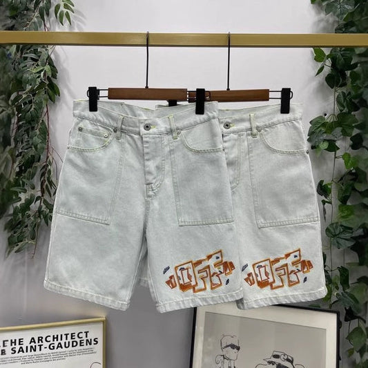 Off-White Lettering denim shorts#30