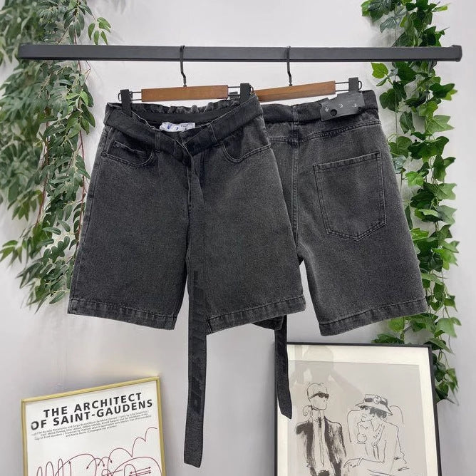 Off-White Lettering denim shorts#27