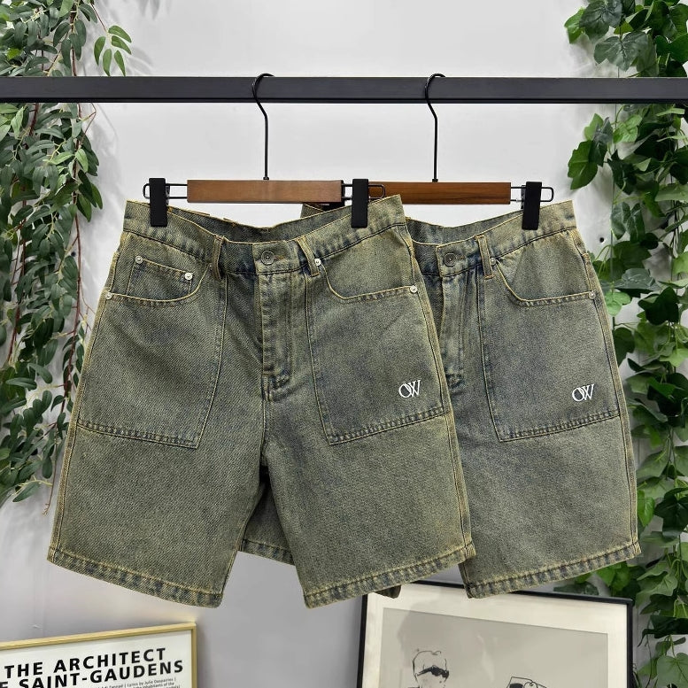 Off-White Lettering denim shorts#26