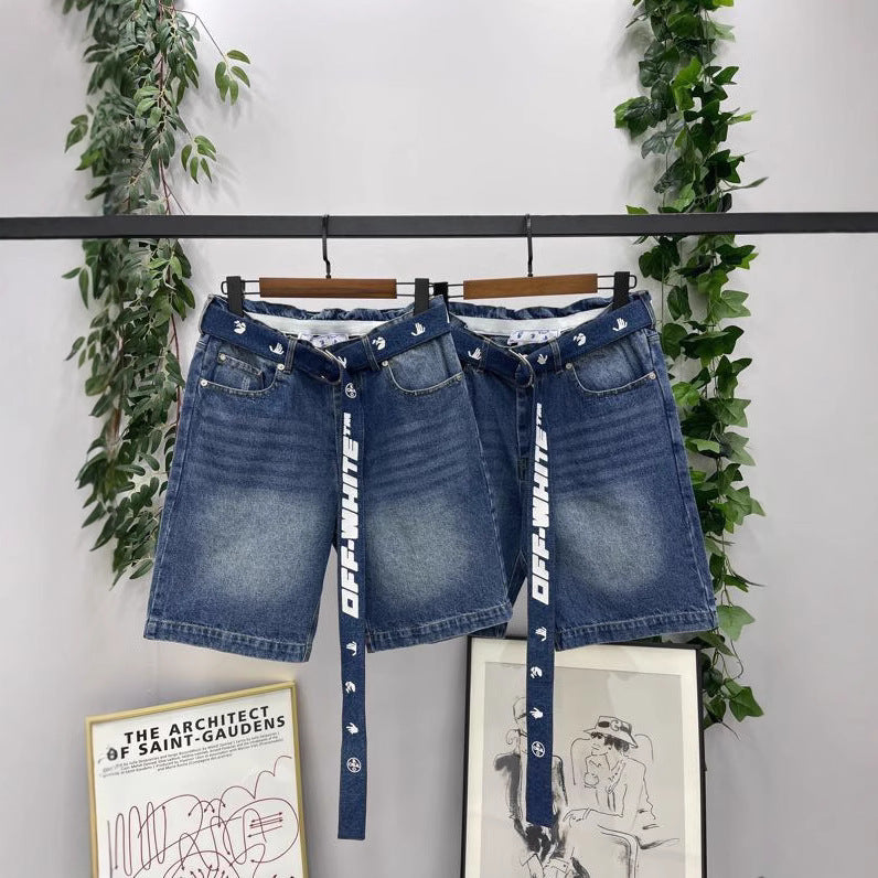 Off-White Lettering denim shorts#29