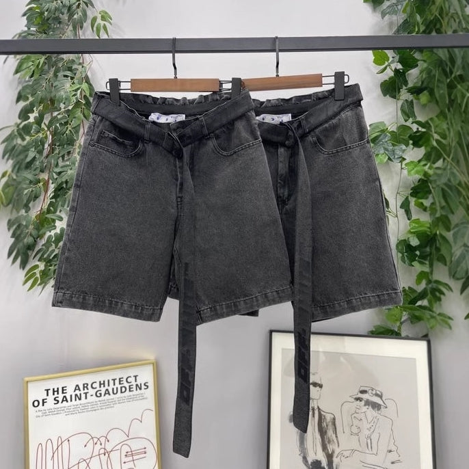 Off-White Lettering denim shorts#27