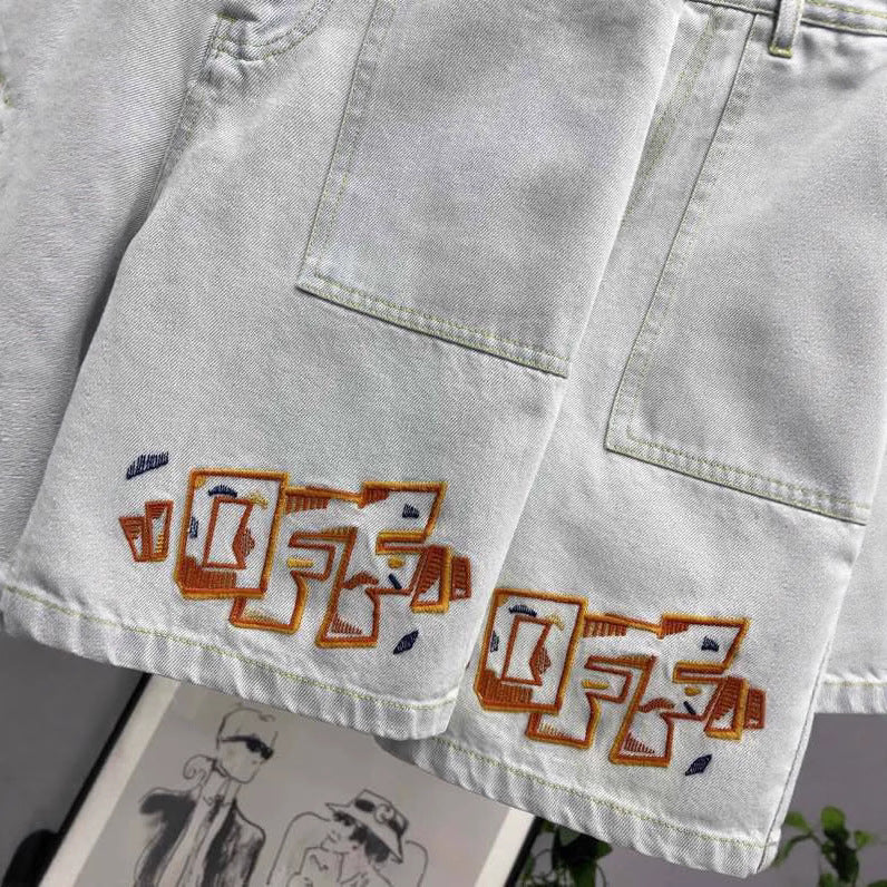 Off-White Lettering denim shorts#30
