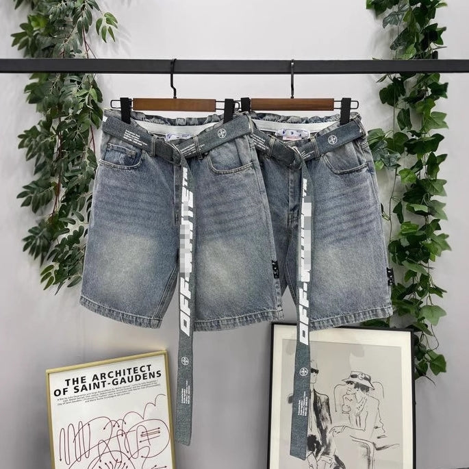 Off-White Lettering denim shorts#28