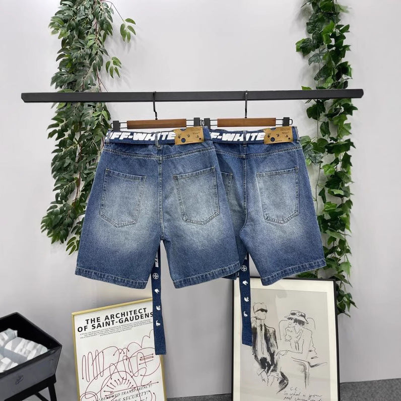 Off-White Lettering denim shorts#29