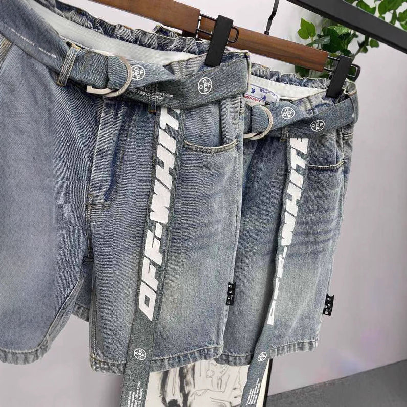 Off-White Lettering denim shorts#28