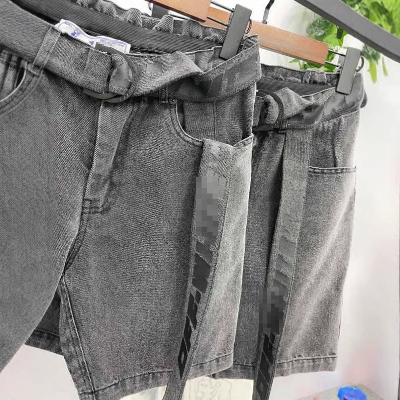 Off-White Lettering denim shorts#27