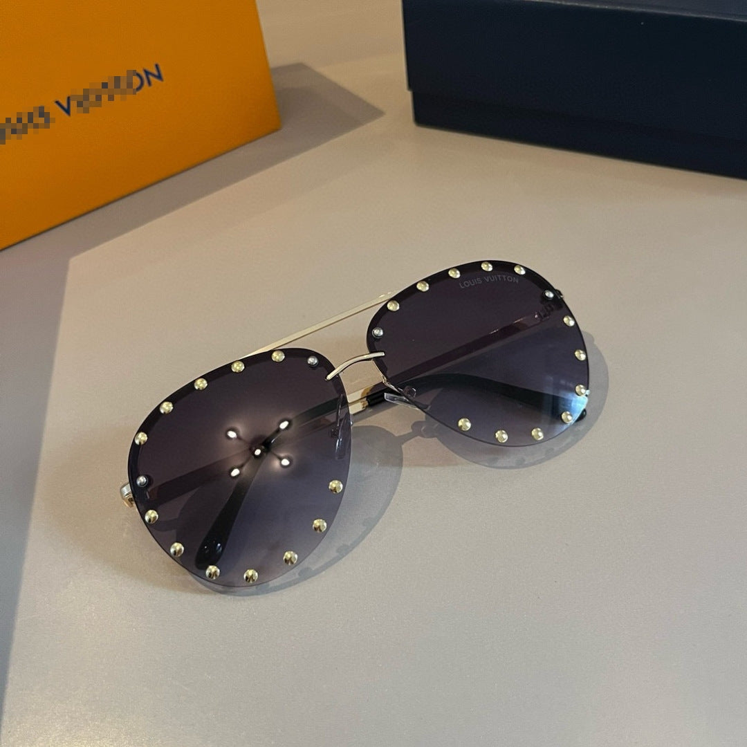 Louis Vutton Rimless Sunglasses – Silver & Purple | Lightweight Luxury Eyewear