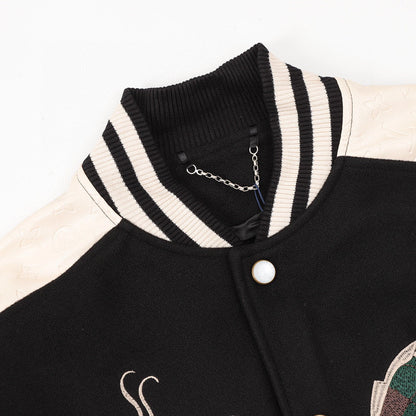 Louis Vuitton Chinese Dragon Embroidered & Paneled Baseball Jacket