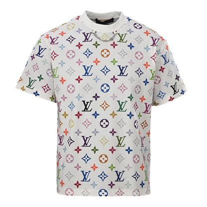 Louis Vuitton Direct-to-Garment Printed Short-Sleeve T-Shirt with Full-Coverage Multicolor Monogram Pattern